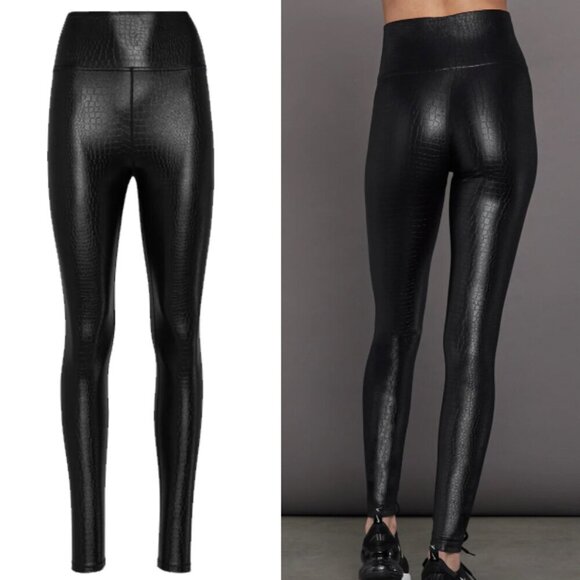 Carbon38 High Rise 7/8 Legging in Black Croc Takara Shine Cyberpunk Size XS - Picture 3 of 15